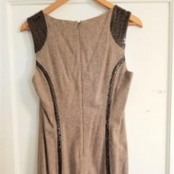 SOLD New Bebe wool and leather dress Mocha - Picture 5 of 10